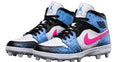 Carolina Blue and Touch of Pink Splatter Jordan 1 Custom Cleats