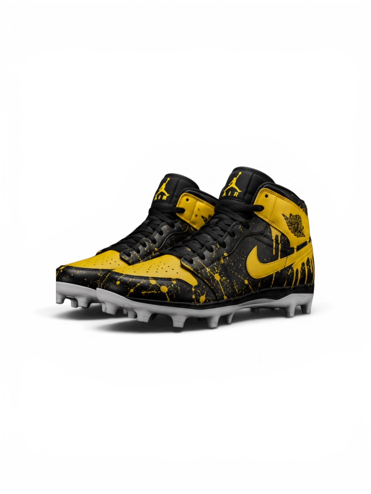 Drippy Yellow Jordan 1 Custom Cleats